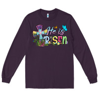 Plum Easter Day He is risen Long Sleeve Tee - OliviaCreatesArt