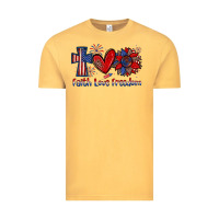 Vintage Mustard faith love freedom Vintage Tee - Zillion Design Studio