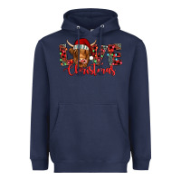 Navy love christmas highland cow and turquoise gemstone Heavyweight Hoodie - Jasminsmagicworld
