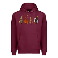 Burgundy howdy christmas trees Premium Hoodie - MaliasSmallBusiness