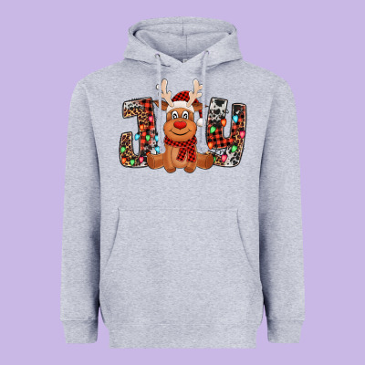 Joy Christmas Reindeer Heavyweight Hoodie Designed By Jasminsmagicworld