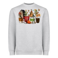 Heather Grey coffee cups indian headdress Heavyweight Sweatshirt - texasbilliewilder