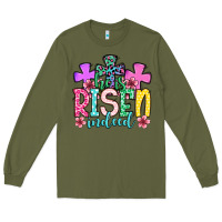Army Green Easter Day He is risen indeed Long Sleeve Tee - OliviaCreatesArt