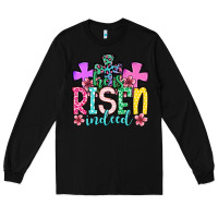 Black Easter Day He is risen indeed Long Sleeve Tee - OliviaCreatesArt
