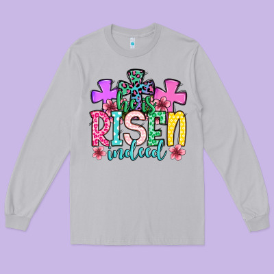 Easter Day He Is Risen Indeed Long Sleeve Tee Designed By Oliviacreatesart