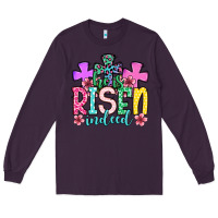 Plum Easter Day He is risen indeed Long Sleeve Tee - OliviaCreatesArt