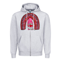 Heather Grey valentines gnomies rainbow Zipper Hoodie - JahusDesignShop