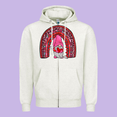 Valentines Gnomies Rainbow Zipper Hoodie Designed By Jahusdesignshop