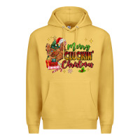 Antique Gold Merry Cluckin' Christmas Premium Hoodie - MaliasSmallBusiness