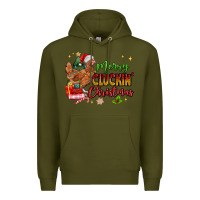 Army Green Merry Cluckin' Christmas Premium Hoodie - MaliasSmallBusiness