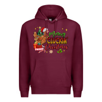 Burgundy Merry Cluckin' Christmas Premium Hoodie - MaliasSmallBusiness
