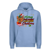 Colony Blue Merry Cluckin' Christmas Premium Hoodie - MaliasSmallBusiness