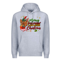 Heather Grey Merry Cluckin' Christmas Premium Hoodie - MaliasSmallBusiness