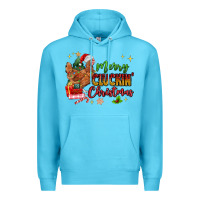 Ocean Blue Merry Cluckin' Christmas Premium Hoodie - MaliasSmallBusiness