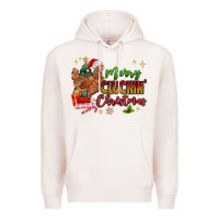Pale Pink Merry Cluckin' Christmas Premium Hoodie - MaliasSmallBusiness