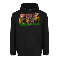 Black Western Mom With Duroc Pig And Baby Pig Heavyweight Hoodie - LillyAllenDesigns