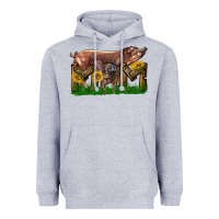 Heather Grey Western Mom With Duroc Pig And Baby Pig Heavyweight Hoodie - LillyAllenDesigns