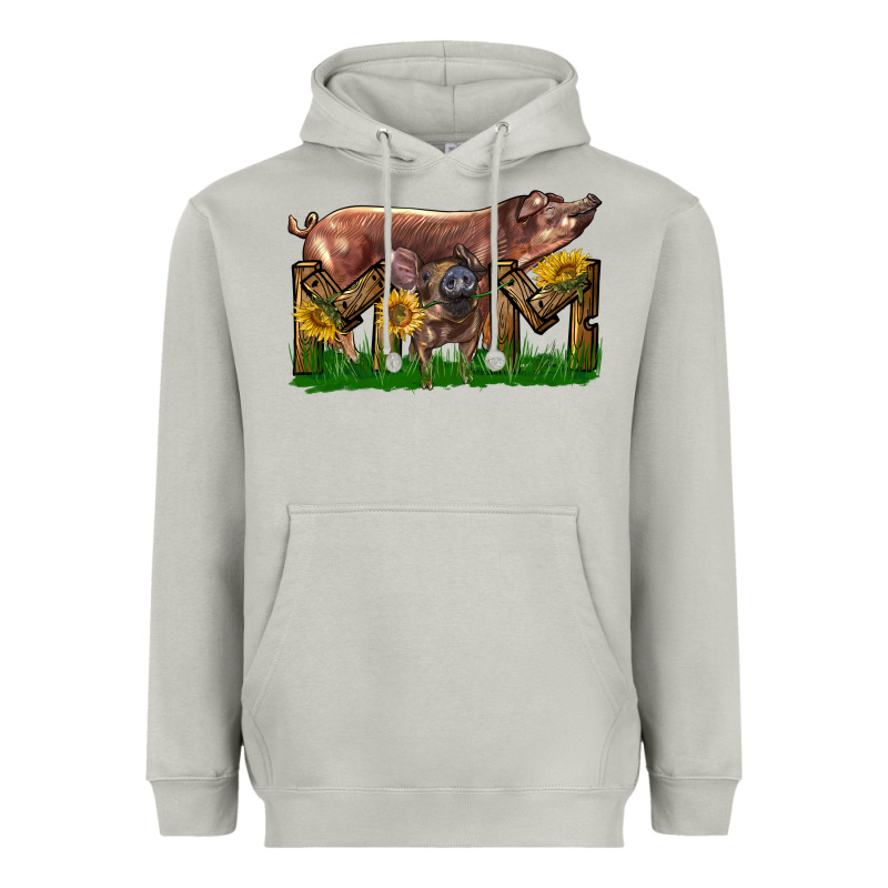 Western Mom With Duroc Pig And Baby Pig Heavyweight Hoodie by LillyAllenDesigns | Teevron