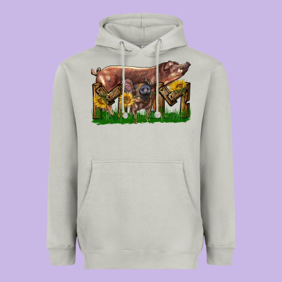 Western Mom With Duroc Pig And Baby Pig Heavyweight Hoodie Designed By Lillyallendesigns