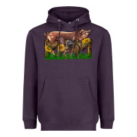 Plum Western Mom With Duroc Pig And Baby Pig Heavyweight Hoodie - LillyAllenDesigns