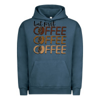 Pigment Midnight Navy but first coffee coffee coffee Urban Hoodie - BarkalooDesign