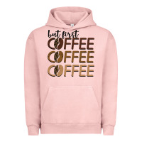 Pigment Salmon but first coffee coffee coffee Urban Hoodie - BarkalooDesign