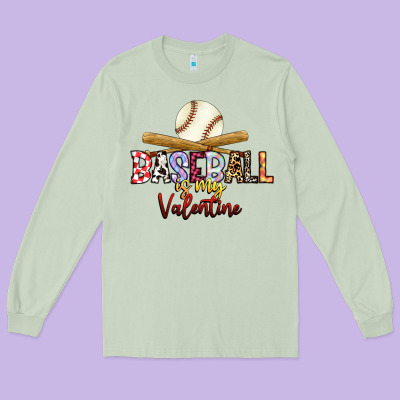 Baseball Is My Valentine Long Sleeve Tee Designed By Racoondesign
