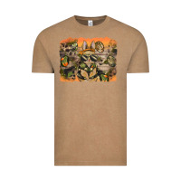 Vintage Coffee camouflage bunny background Vintage Tee - BarkalooDesign