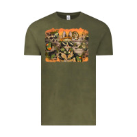 Vintage Olive camouflage bunny background Vintage Tee - BarkalooDesign
