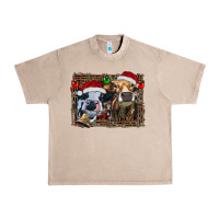 Christmas Heifers With Leopard And Cowhide Background Urban Heavy Tee | Teevron