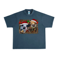 Midnight Navy christmas heifers with leopard and cowhide background Urban Heavy Tee - RanaPortraitStore