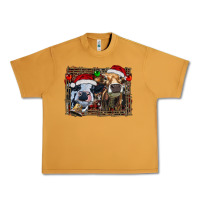 Peanut Butter christmas heifers with leopard and cowhide background Urban Heavy Tee - RanaPortraitStore