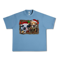 Pebble Blue christmas heifers with leopard and cowhide background Urban Heavy Tee - RanaPortraitStore