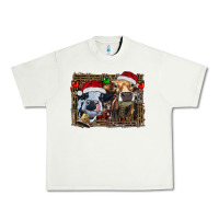 Pistachio christmas heifers with leopard and cowhide background Urban Heavy Tee - RanaPortraitStore
