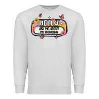 Dove Grey ask me about my pronouns Premium Sweatshirt - MaliasSmallBusiness