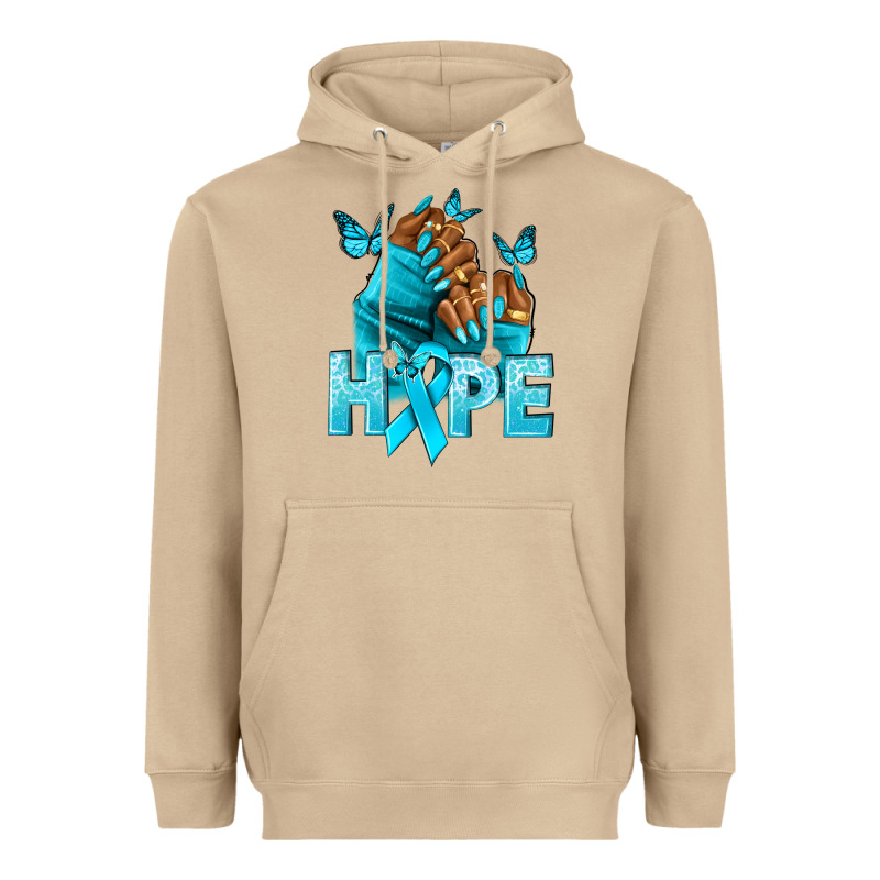 Hope Tealribbonovarian Cancer Nails Heavyweight Hoodie by NancyCooperArtShop | Teevron