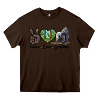 Chocolate Brown Peace Love Gorillas Heavy Core Tee - LillyAllenDesigns