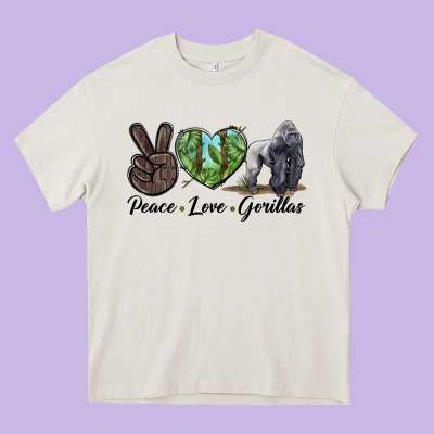 Peace Love Gorillas Heavy Core Tee Designed By Lillyallendesigns
