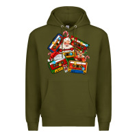 Army Green christmas cassette tapes Premium Hoodie - MaliasSmallBusiness