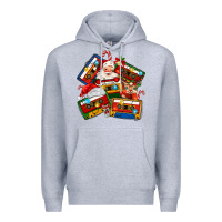 Heather Grey christmas cassette tapes Premium Hoodie - MaliasSmallBusiness