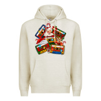 Oatmeal Heather christmas cassette tapes Premium Hoodie - MaliasSmallBusiness