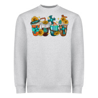 Heather Grey cross coffee cups Heavyweight Sweatshirt - texasbilliewilder