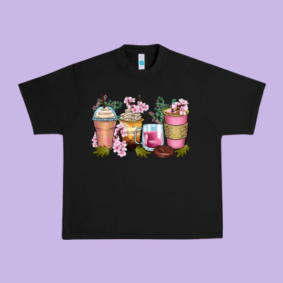 Flowers Coffee Cups Urban Heavy Tee Designed By Zillion Design Studio