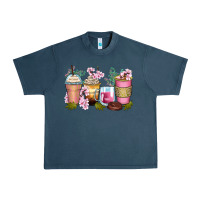 Midnight Navy flowers coffee cups Urban Heavy Tee - Zillion Design Studio