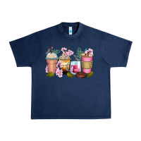 Navy flowers coffee cups Urban Heavy Tee - Zillion Design Studio