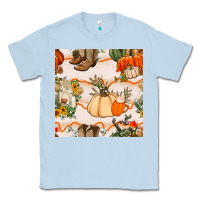 Dusty Blue fall heifer seamless pattern Classic Tee - BundleAndBundleShop