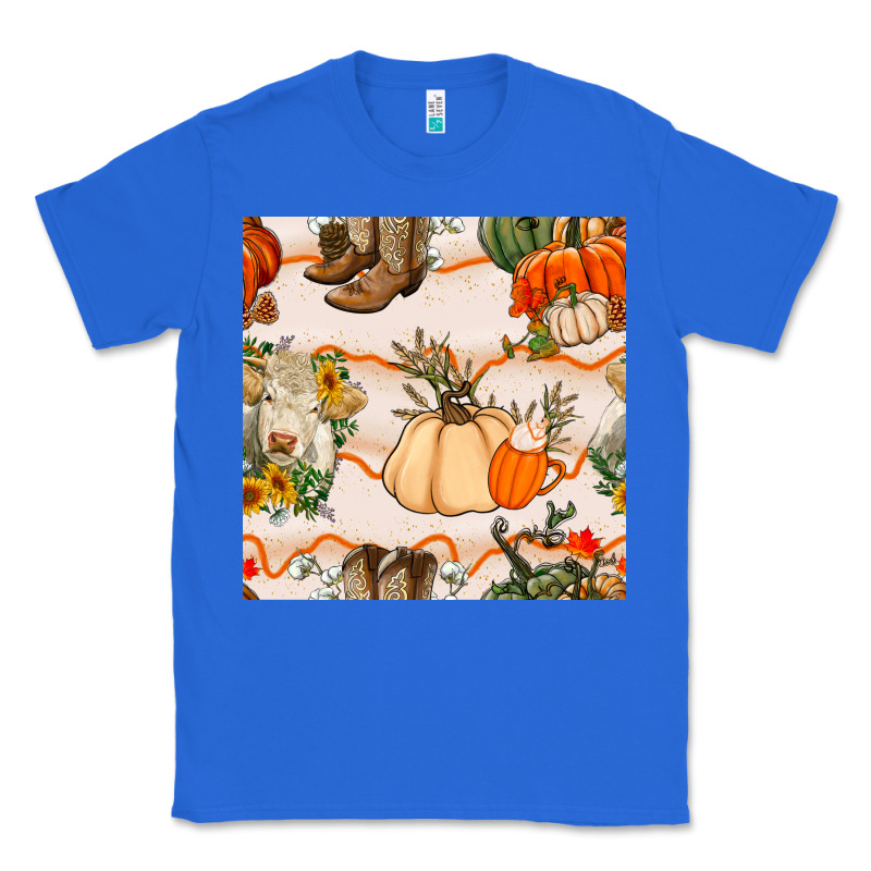 Fall Heifer Seamless Pattern Classic Tee by BundleAndBundleShop | Teevron