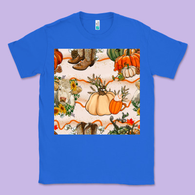 Fall Heifer Seamless Pattern Classic Tee Designed By Bundleandbundleshop