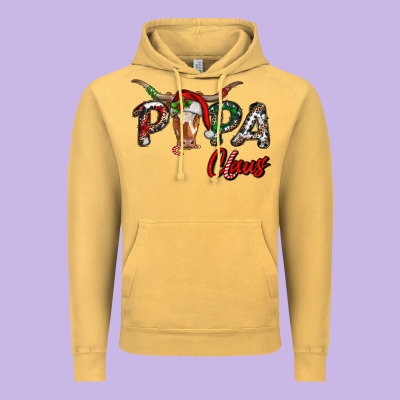 Vintage Hoodie Papa Claus With Long Horn Western Christmas