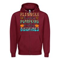 Burgundy Flannels Hayrides Pumpkins Sweaters Bonfires Zipper Hoodie - Artiststas
